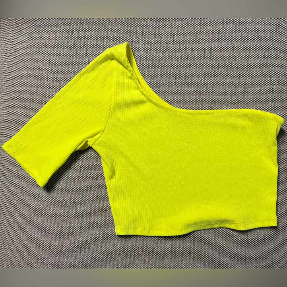 Asymmetrical Rave Top Neon Crop Top